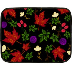 Golden Autumn, Red-yellow Leaves And Flowers  Double Sided Fleece Blanket (mini)  by Daria3107