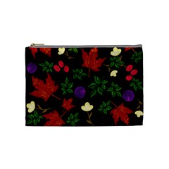 Golden Autumn, Red-yellow Leaves And Flowers  Cosmetic Bag (medium) by Daria3107