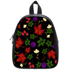 Golden Autumn, Red-yellow Leaves And Flowers  School Bag (small) by Daria3107