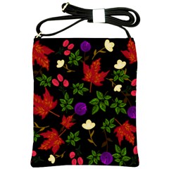 Golden Autumn, Red-yellow Leaves And Flowers  Shoulder Sling Bag by Daria3107