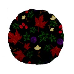 Golden Autumn, Red-yellow Leaves And Flowers  Standard 15  Premium Round Cushions by Daria3107