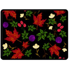 Golden Autumn, Red-yellow Leaves And Flowers  Double Sided Fleece Blanket (large)  by Daria3107
