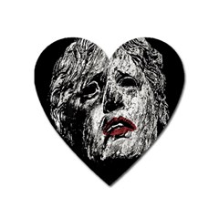 Creepy Head Sculpture Artwork Heart Magnet by dflcprintsclothing