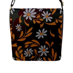 Folk Flowers Pattern Floral Surface Design Flap Closure Messenger Bag (l) by Eskimos