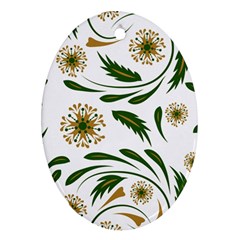 Folk Flowers Pattern Floral Surface Design Oval Ornament (two Sides) by Eskimos