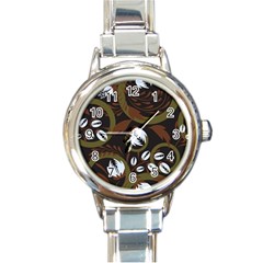 Folk Flowers Pattern Floral Surface Design Round Italian Charm Watch by Eskimos