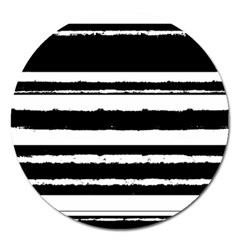 Bandes Abstrait Blanc/noir Magnet 5  (round)