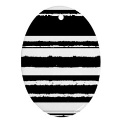Bandes Abstrait Blanc/noir Oval Ornament (two Sides)