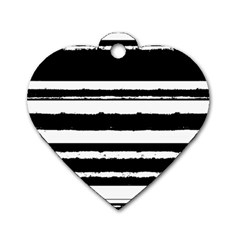 Bandes Abstrait Blanc/noir Dog Tag Heart (two Sides)