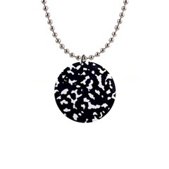 Camouflage Bleu 1  Button Necklace by kcreatif