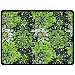 Green Floral Bohemian Vintage Double Sided Fleece Blanket (large)  by BohoMe