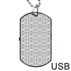 Modern Tribal Black And White Ornate Stripes Dog Tag Usb Flash (one Side) by dflcprintsclothing