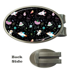 Funny Astronauts, Rockets And Rainbow Space Money Clips (oval)  by SychEva