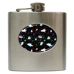 Funny Astronauts, Rockets And Rainbow Space Hip Flask (6 Oz) by SychEva