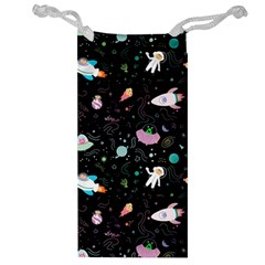 Funny Astronauts, Rockets And Rainbow Space Jewelry Bag by SychEva