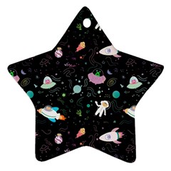 Funny Astronauts, Rockets And Rainbow Space Star Ornament (two Sides) by SychEva