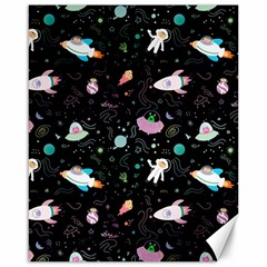 Funny Astronauts, Rockets And Rainbow Space Canvas 16  X 20  by SychEva