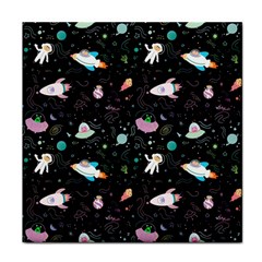 Funny Astronauts, Rockets And Rainbow Space Face Towel by SychEva