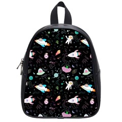 Funny Astronauts, Rockets And Rainbow Space School Bag (small) by SychEva