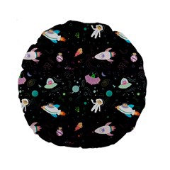 Funny Astronauts, Rockets And Rainbow Space Standard 15  Premium Round Cushions by SychEva