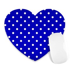 1950 Blue White Dots Heart Mousepads by SomethingForEveryone