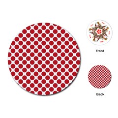 White W Red Dots Playing Cards Single Design (round)