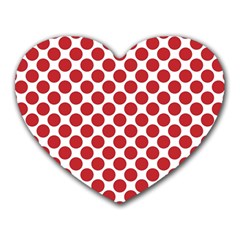 White W Red Dots Heart Mousepads by SomethingForEveryone