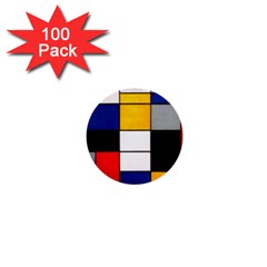 Composition A By Piet Mondrian 1  Mini Buttons (100 Pack)  by maximumstreetcouture