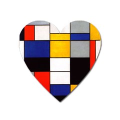 Composition A By Piet Mondrian Heart Magnet