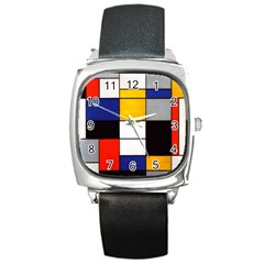 Composition A By Piet Mondrian Square Metal Watch by maximumstreetcouture