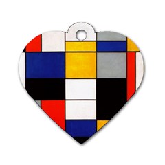 Composition A By Piet Mondrian Dog Tag Heart (two Sides) by maximumstreetcouture