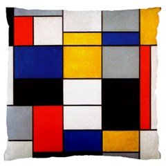 Composition A By Piet Mondrian Large Flano Cushion Case (one Side) by maximumstreetcouture