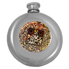 Root Humanity Bar And Qr Code Combo In Brown Round Hip Flask (5 Oz) by WetdryvacsLair