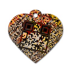 Root Humanity Bar And Qr Code Flash Orange And Purple Dog Tag Heart (two Sides) by WetdryvacsLair