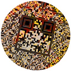 Root Humanity Bar And Qr Code Flash Orange And Purple Wooden Puzzle Round by WetdryvacsLair