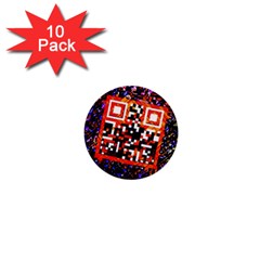 Root Humanity Bar And Qr Code In Flash Orange And Purple 1  Mini Buttons (10 Pack)  by WetdryvacsLair