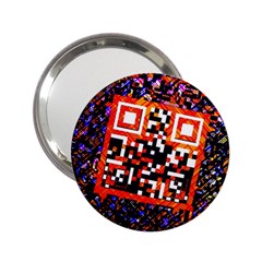 Root Humanity Bar And Qr Code In Flash Orange And Purple 2 25  Handbag Mirrors by WetdryvacsLair