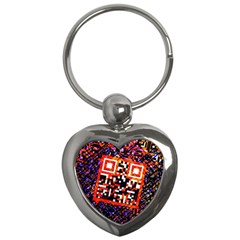 Root Humanity Bar And Qr Code In Flash Orange And Purple Key Chain (heart) by WetdryvacsLair