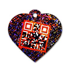 Root Humanity Bar And Qr Code In Flash Orange And Purple Dog Tag Heart (two Sides) by WetdryvacsLair