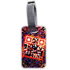 Root Humanity Bar And Qr Code In Flash Orange And Purple Luggage Tag (two Sides) by WetdryvacsLair