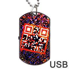 Root Humanity Bar And Qr Code In Flash Orange And Purple Dog Tag Usb Flash (one Side) by WetdryvacsLair