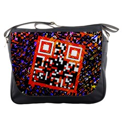 Root Humanity Bar And Qr Code In Flash Orange And Purple Messenger Bag by WetdryvacsLair