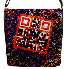 Root Humanity Bar And Qr Code in Flash Orange and Purple Flap Closure Messenger Bag (S)