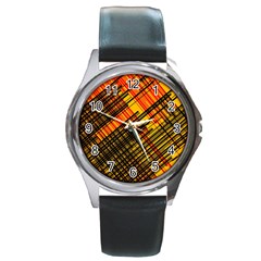 Root Humanity Orange Yellow And Black Round Metal Watch by WetdryvacsLair