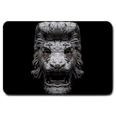 Creepy Lion Head Sculpture Artwork 2 Large Doormat  by dflcprintsclothing