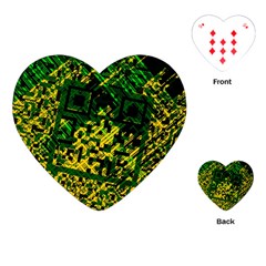 Root Humanity Bar And Qr Code Green And Yellow Doom Playing Cards Single Design (heart) by WetdryvacsLair