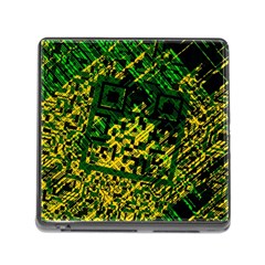 Root Humanity Bar And Qr Code Green And Yellow Doom Memory Card Reader (square 5 Slot)