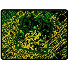 Root Humanity Bar And Qr Code Green And Yellow Doom Fleece Blanket (large)  by WetdryvacsLair