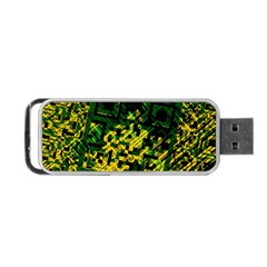 Root Humanity Bar And Qr Code Green And Yellow Doom Portable Usb Flash (one Side) by WetdryvacsLair