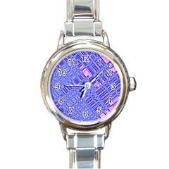 Root Humanity Barcode Purple Pink And Galuboi Round Italian Charm Watch by WetdryvacsLair